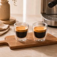 Set 6 Tazas Espressos Doble Pared de Vidrio Borosilicato 100 ml