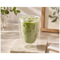 6 Vasos Premium Doble Fondo 450 ml de Vidrio Borosilicato Resistente al Calor