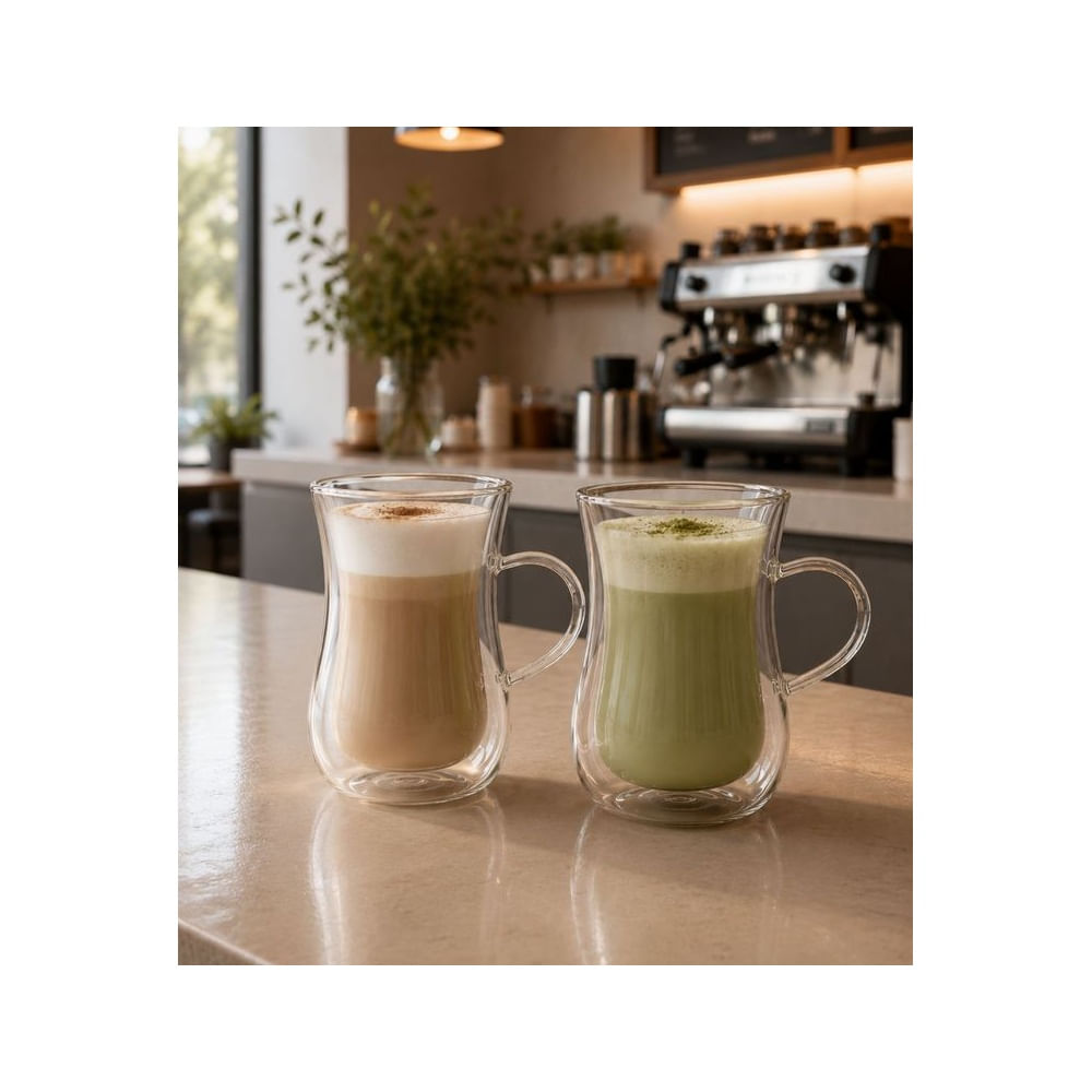 6 tazas Turcas Doble Fondo de Vidrio Borosilicato 200 ML