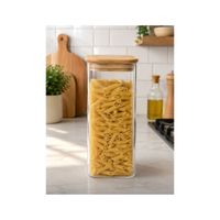 Frasco Hermetico de Vidrio Borosilicato con Tapa Bambú 2000ML