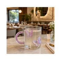 Taza de Vidrio Borosilicato Diseño Mariposa 3D