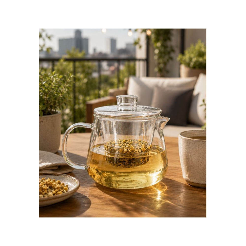 Tetera Infusora de Vidrio Borosilicato 550ML con Filtro y Tapa