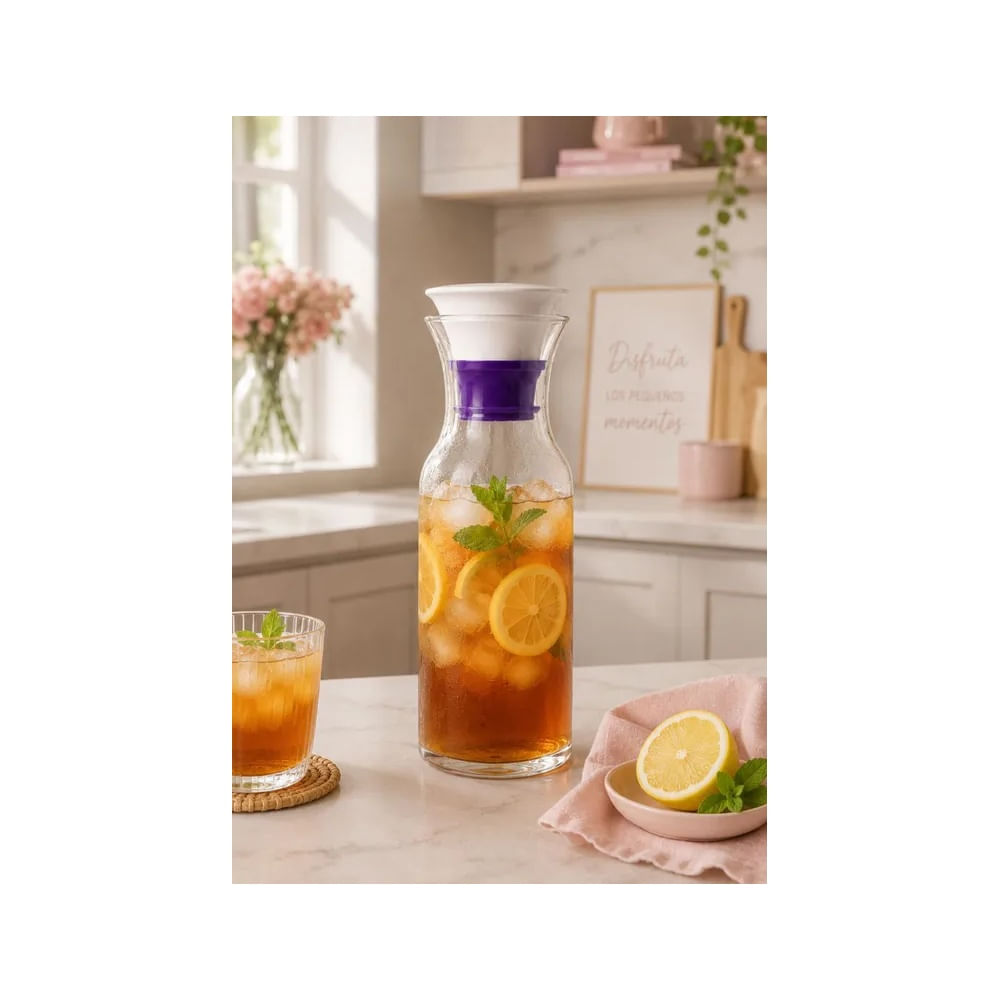 Jarra Premium de Vidrio Borosilicato 900 ml con Tapa de Cerámica