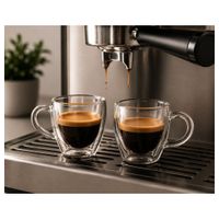 Sets 2 Tazas Espressos Doble Pared de Vidrio Borosilicato 70 ml