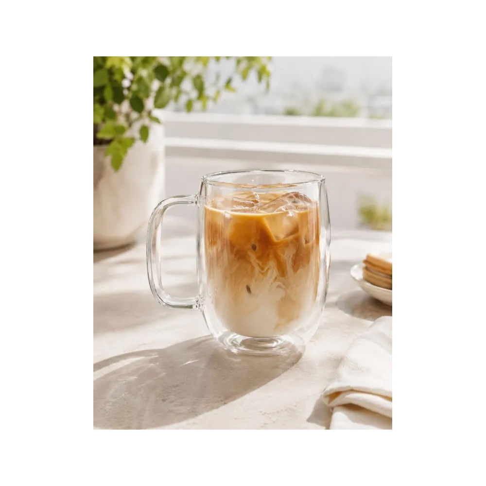 Set x 6 Tazas Doble Fondo Vidrio Borosilicato Premium 500 ML