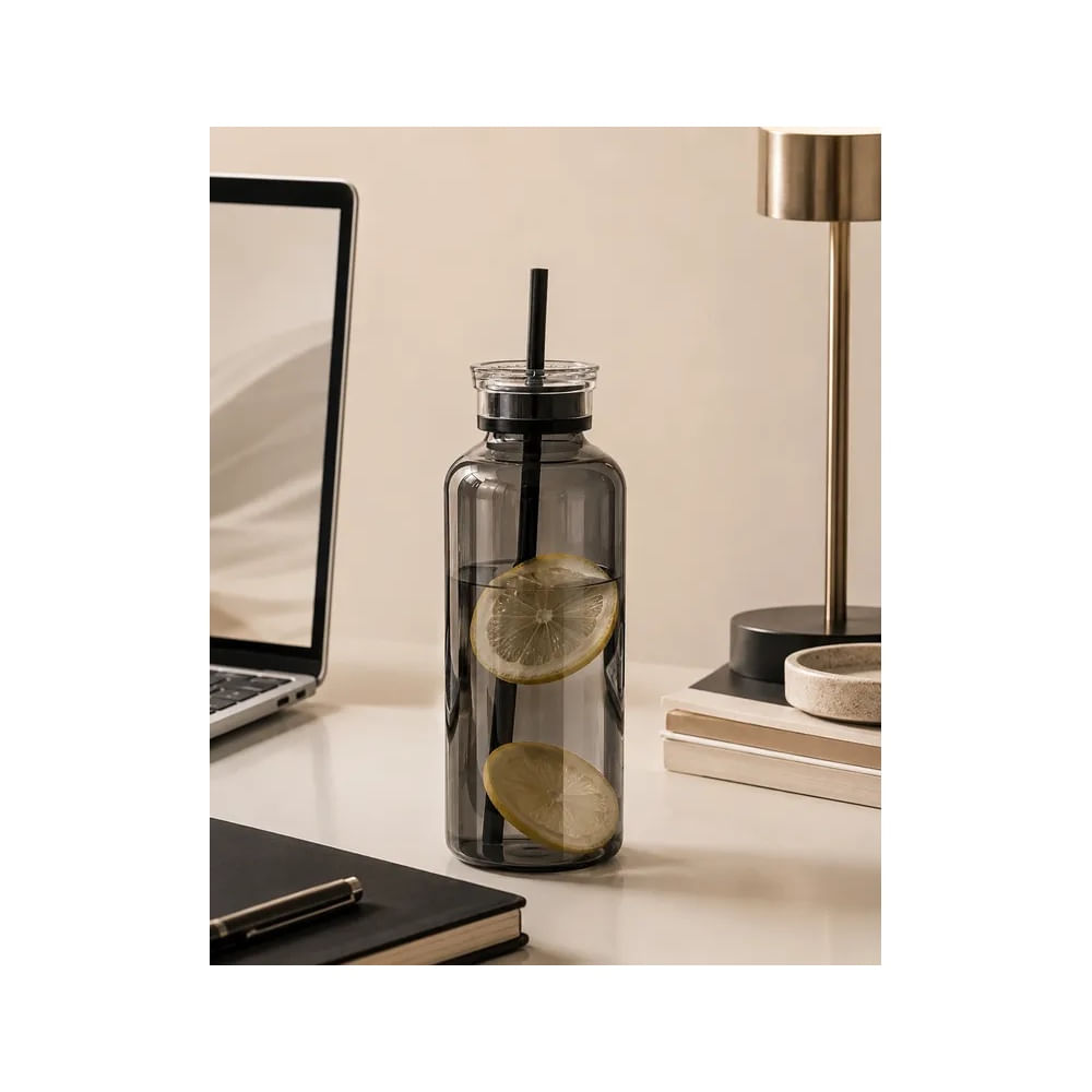 Tomatodo Premium de Vidrio Borosilicato con sorbete Color Humo Negro Elegante 780ml