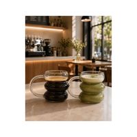 6 TAZAS ONDULADOS CON ASA DE 450 ML DE VIDRIO BOROSILICATO