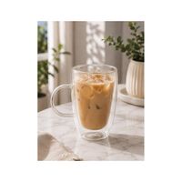 4 Tazas Doble Fondo de Vidrio Borosilicato 470 ml
