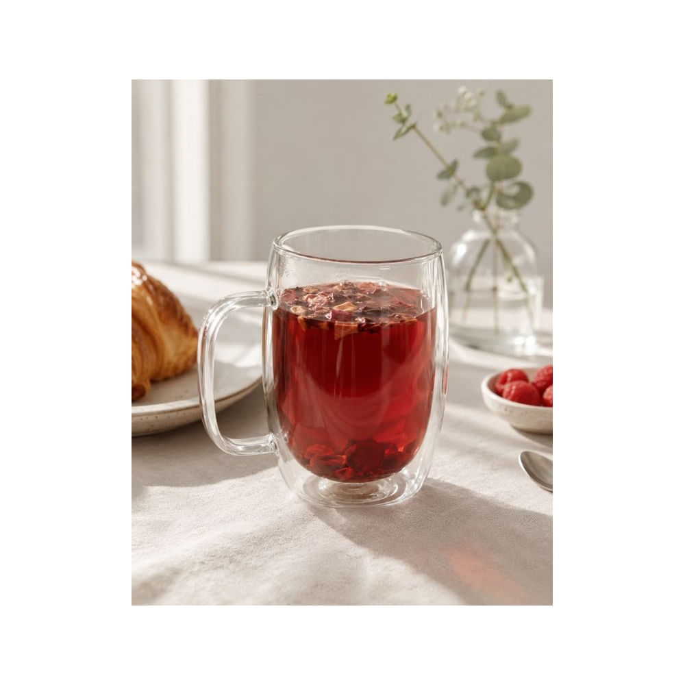 Set x 2 Tazas Doble Fondo Vidrio Borosilicato Premium 500 ML