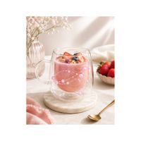 Taza Perlas Rosa pastel doble fondo de Vidrio Borosilicato 230ML