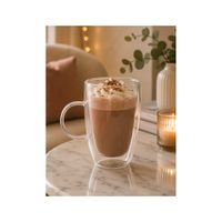6 Tazas Doble Fondo de Vidrio Borosilicato 470 ml