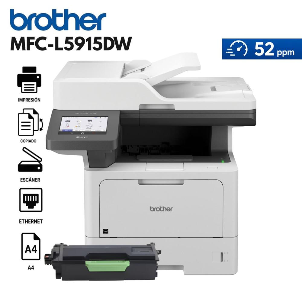 Brother MFC-L5915DW Multifuncional Láser Monocromática Empresarial WiFi y Dúplex