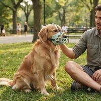 Bozal para Perros PetSafe Cesta Flexible Antimosis con Efecto Luminoso Color Verde Talla 3