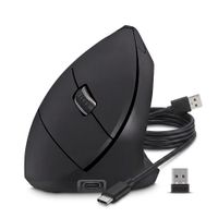 Mouse Vertical Inalámbrico Cybertel Vertikal Recargable USB-C RGB Click Silencioso 1600DPI