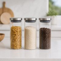 3 Frascos Herméticos de Vidrio Borosilicato 1000 ml con Tapa de Acero Inoxidable