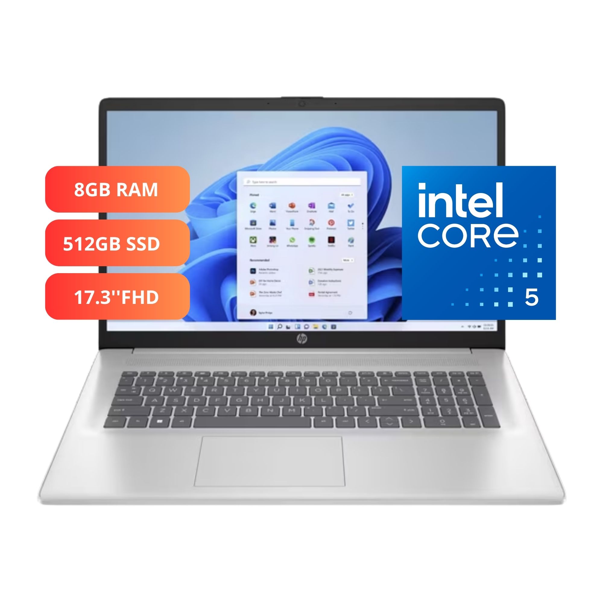 Laptop HP 17 Core 5-120U 8GB 512GB SSD 17.3  FHD IPS Win11 Silver