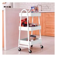 Estante auxiliar 3 niveles con ruedas y asas metal blanco para hogar Y Papel Regalo