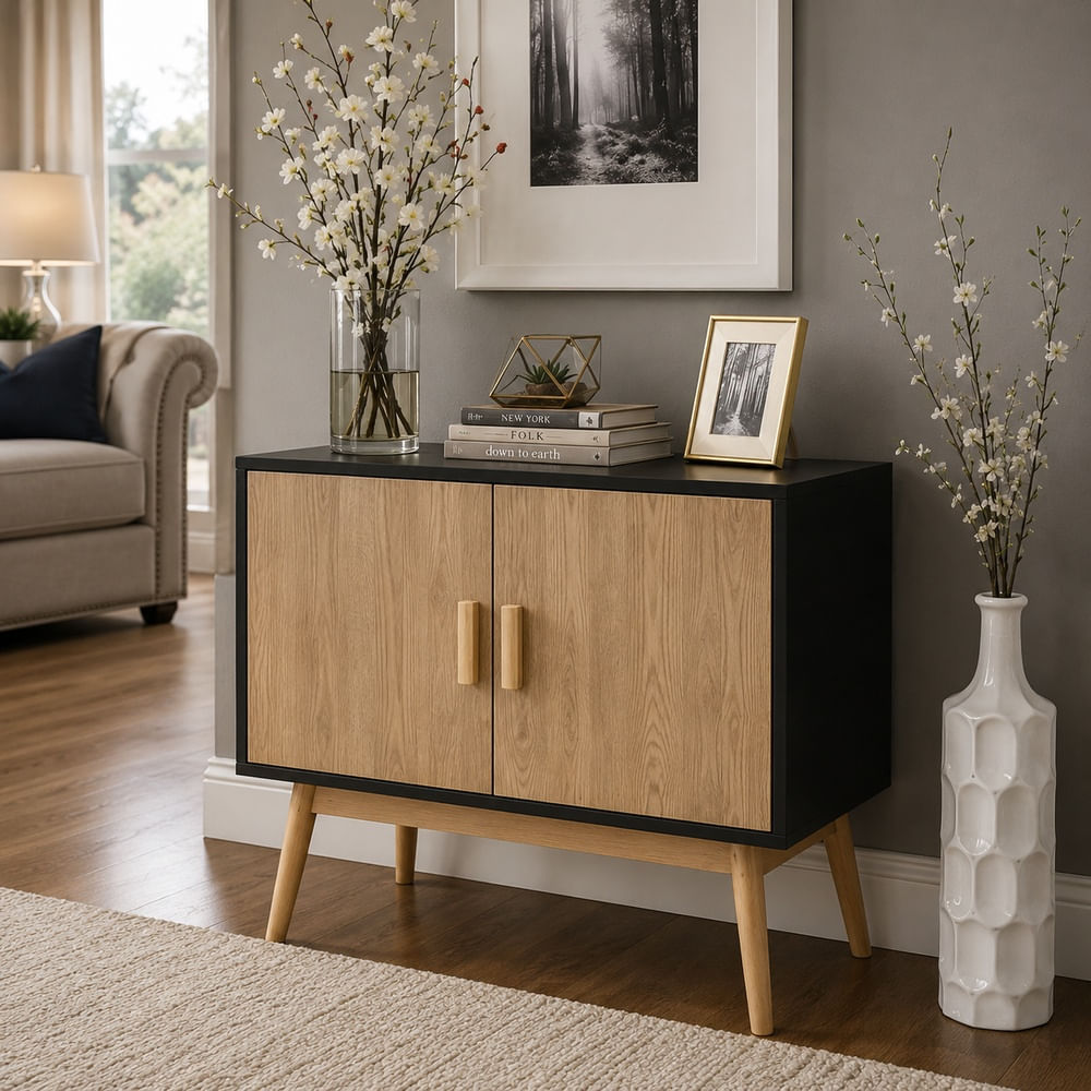 Cómoda Moderna Wasner Ventitas Home Negro y Duna