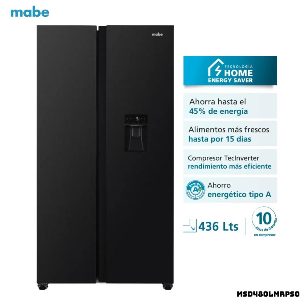 REFRIGERADORA MABE 436 L SIDE BY SIDE NEGRO - MSD480LMRPS
