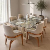 Juego de Comedor Vittoria Premium 6 Sillas Tipo Butaca con Tablero de Vidrio TU MESITA