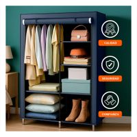 Closet de Tela con Estructura de Metal 105x45x168cm Azul Hogar Pro Y Papel Regalo