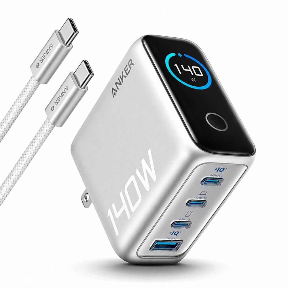 Cargador Anker 140W 4 Puertos PD 3.1 con Cable USB-C