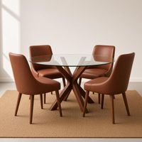 Juego de Comedor Bellagio Circular 4 Sillas con Tablero de Vidrio TU MESITA