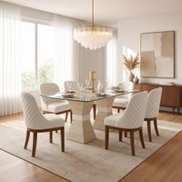 Juego de Comedor Bianca Contemporáneo 6 Sillas con Vidrio Biselado TU MESITA