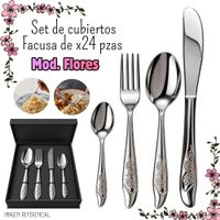 Set de cubiertos De Mesa Facusa de x24 pzas Mod. Flores