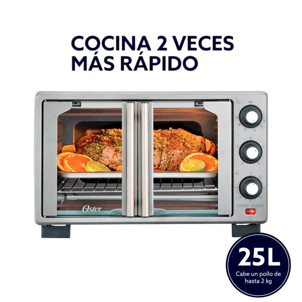 Horno Electrico de 25L con Freidora de Aire TSSTTV25FDMAFNS-053 Oster Puerta Francesa