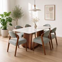 Juego de Comedor Valentina Moderno 6 Sillas con Piedra Sinterizada TU MESITA