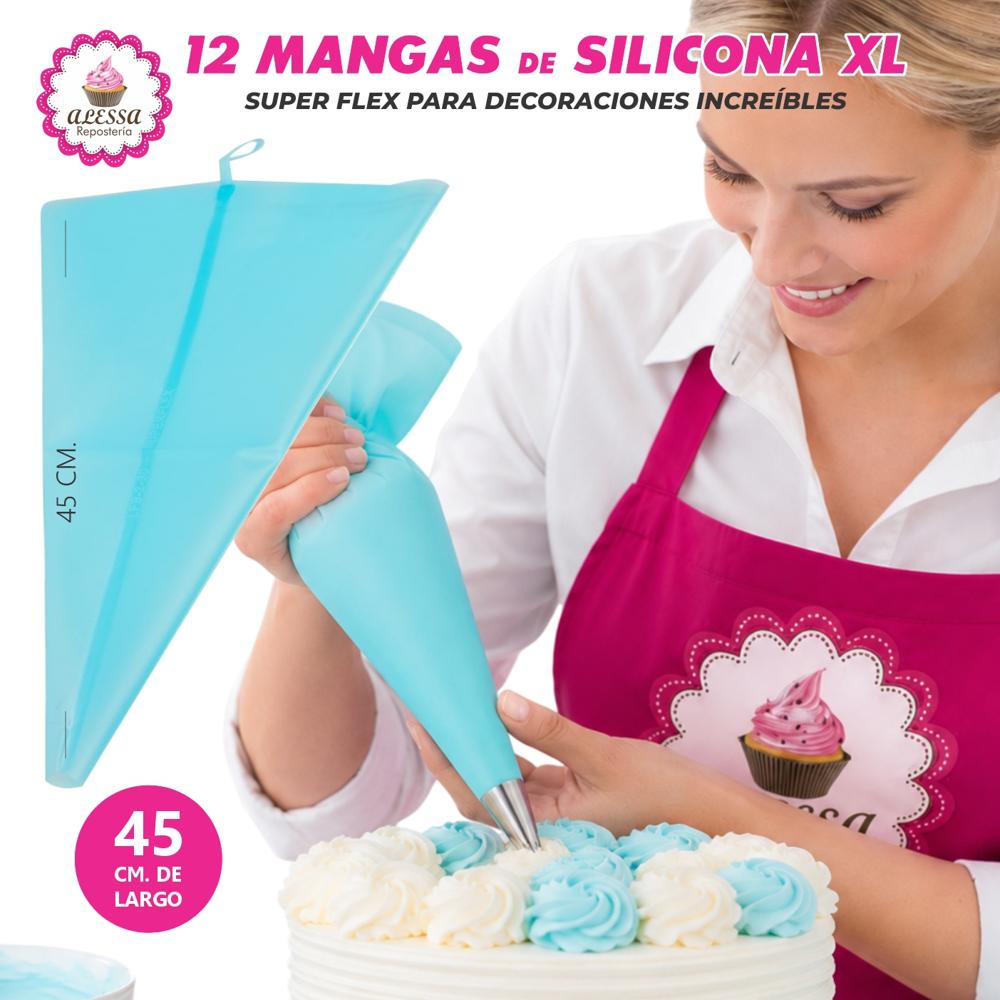 12 Mangas de Silicona para Repostería tamaño XL Extra Grande