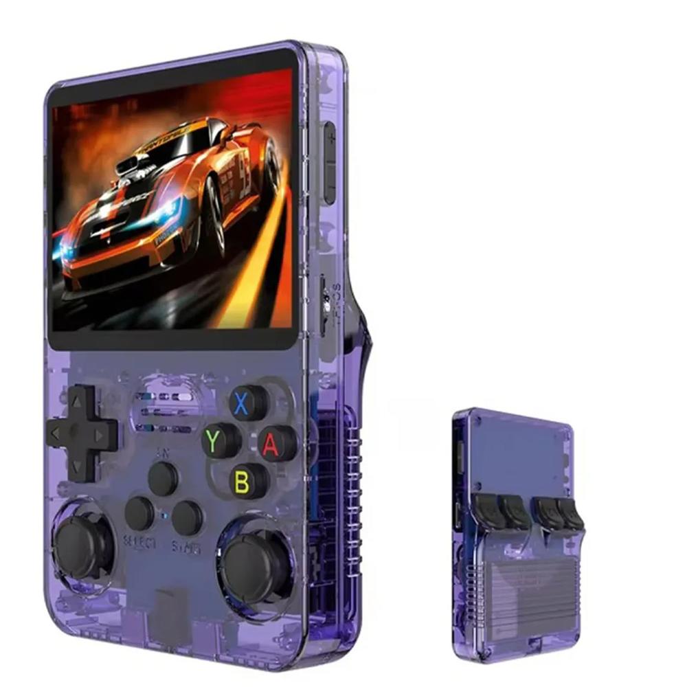 Mini Consola Retro R36S Purpura 64GB  Estuche Negro