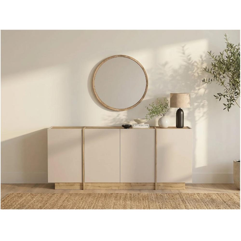 APARADOR BORON 4 PUERTAS ESTANTES INTERNOS ROBLE Y CAPRI 200CM
