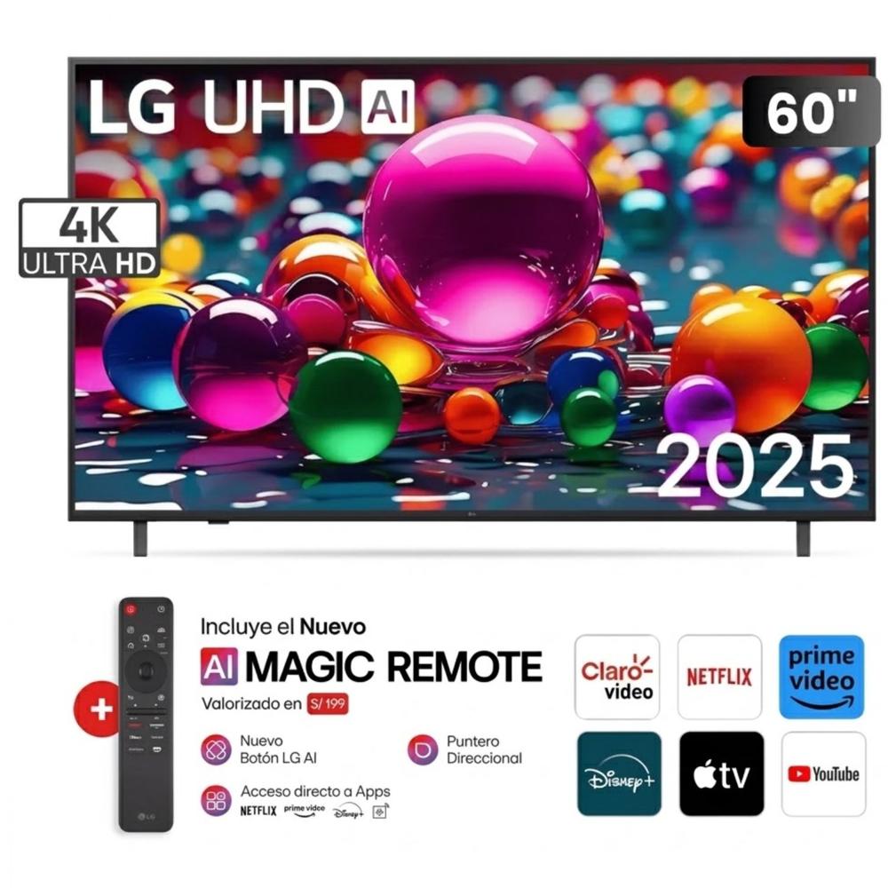 Televisor LG 60 Ai Thinq Smart 4K UHD 60UA8050PSA con Control magic 2025