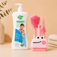 Set de Cepillos para Biberones Rosado  Limpiador Salvy Natural 1 Litro