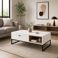 Mesa de Centro Industrial Veronica Ventitas Home Blanco y Haya