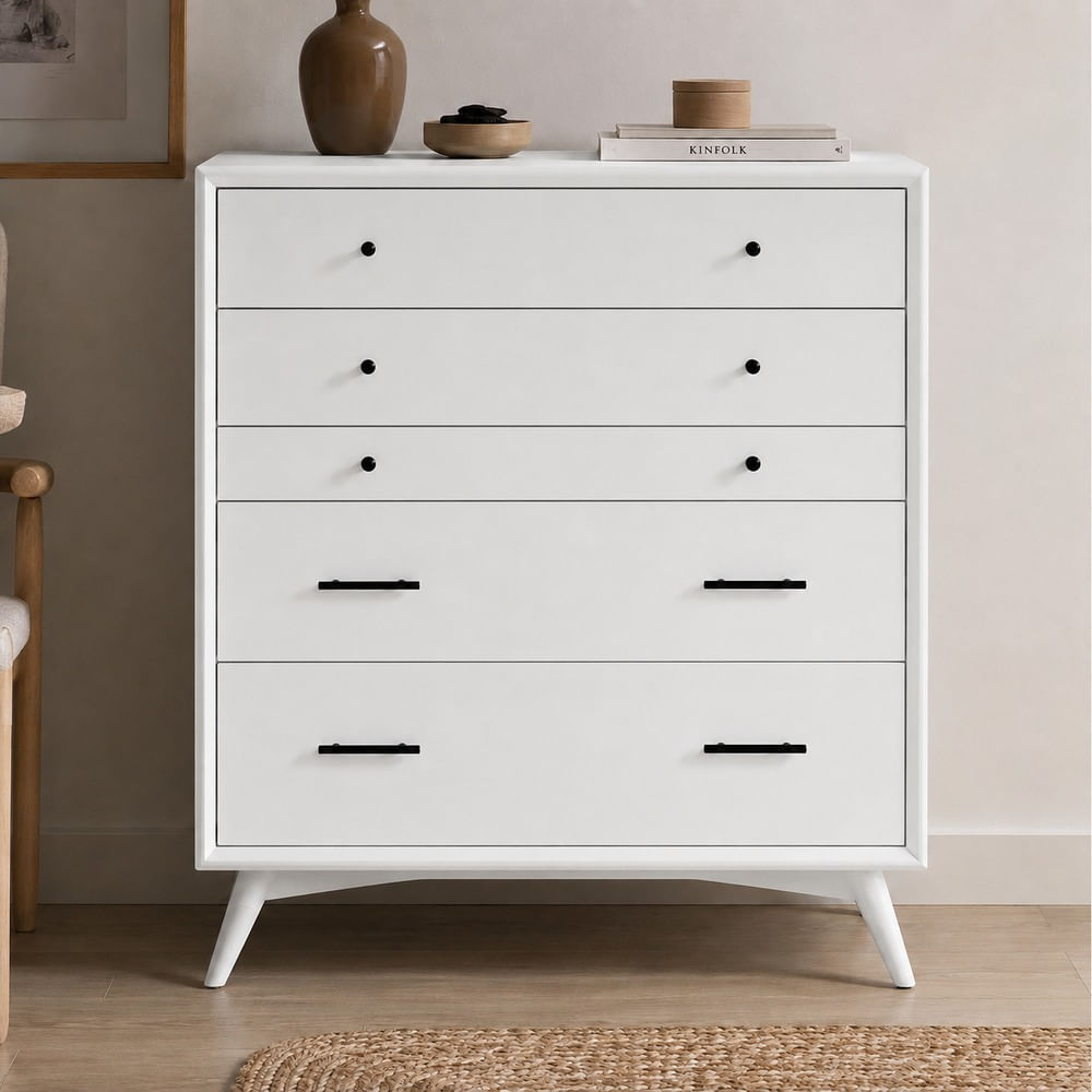 Cómoda Nórdica Frotinaliti 5 Cajones Ventitas Home Blanco