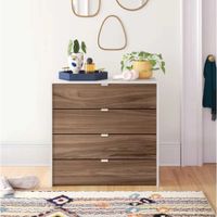 Cómoda Moderna Zozi 4 Cajones Ventitas Home Blanco y Gales