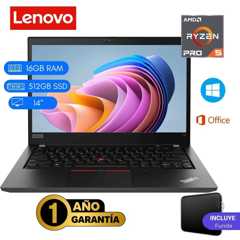 Reacondicionado Laptop  Lenovo ThinkPad T14 Ryzen 5 Pro 16GB RAM 512GB SSD 14""