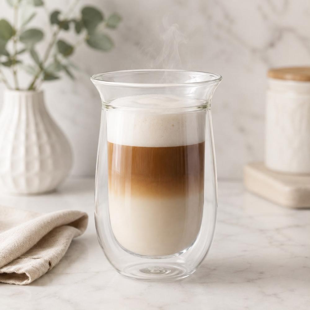 2 Vasos de Vidrio Doble Pared 250 ml