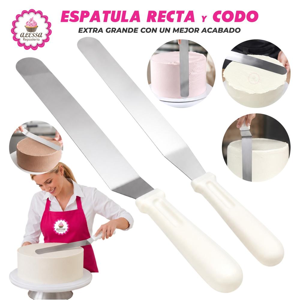 Pack de Espatula Recta y Codo Extra Grande de Alta Calidad para Repostería