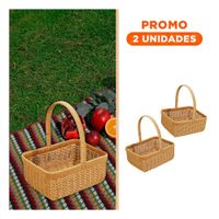 Pack2 Recipiente tejida cuadrada con asa para guardar herramientas y objetos mostaza