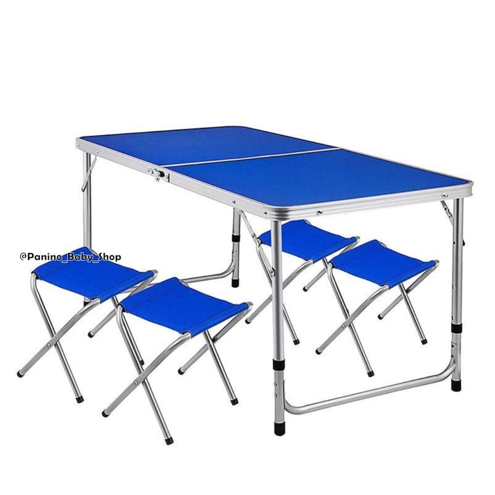 Juego de Mesa y bancos Plegables para Acampar -FLEX- Azul FLEX-001