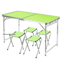 Juego de Mesa y bancos Plegables para Acampar -FLEX- Verde FLEX-002