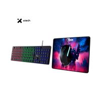 KIT GAMER HASHA 3 EN 1: TECLADO LED + MOUSE LED + PAD MOUSE XTK-535S