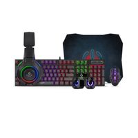 Kit Gamer Bravio 5 en1: Teclado + Auricular + Mouse + Parlante + Pad Mouse
