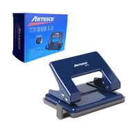 Perforador de Oficina para hasta 25 Hojas con 2 Perforaciones y Regla Guía  Artesco Azulino