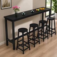 Juego Comedor Bar Rivendell Negro con Mesa y Bancas Coricha Home