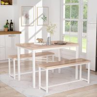 Juego de Comedor Aurora Manzano con Mesa y Bancas Coricha Home